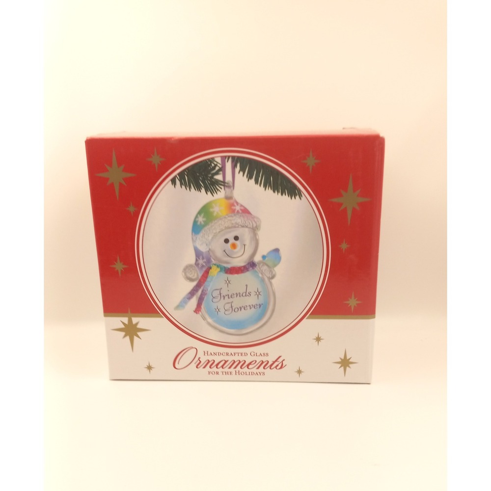 Glass Baron Handcrafted Glass Snowman Friends Forever Ornament W3 376-F13 NEW